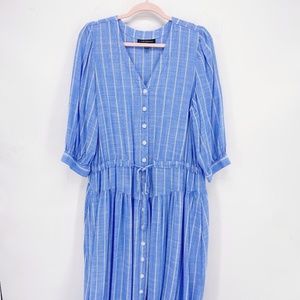 Lane Bryant Striped Button Front Midi Dress